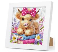 Fountor Highland Cow Diamond Art for Kids Ages 4-8-12 with Frame 7x7 Inch
