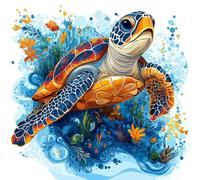 Fountor Sea Turtle Paint by Numbers for Adults, Sea Turtle Adult Paint by Numbers Canvas Kits Without Frame - 40x40 cm, DIY Acrylic Painting Kit for Gifts Home Wall Decor