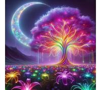 Fountor Tree of Life Diamond Art Kits Adults Beginner, Moon Diamond Painting Kits for Adults, 5D DIY Gem Art Kit for Home Wall Decor 35x35 cm