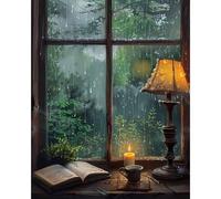 Fountor Window View Paint by Numbers for Adults, Book Adult Paint by Numbers Canvas Kits Without Frame - 40x50 cm, DIY Acrylic Painting Kit for Gifts Home Wall Decor