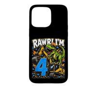 Four 4yr 4th Birthday Rawr Dinosaur Excavator 4 Year Old Boy Case for iPhone 15 Pro Max