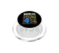 Four 4yr 4th Birthday Rawr Dinosaur Excavator 4 Year Old Boy PopSockets PopGrip for MagSafe