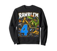 Four 4yr 4th Birthday Rawr Dinosaur Excavator 4 Year Old Boy Sweatshirt