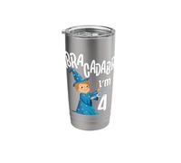 Four 4yr 4th Wizard Birthday Boy Abracadabra 4 Years Old Stainless Steel Insulated Tumbler
