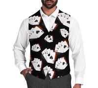 Four A Poker Playing Cards Funny Four Button Suit Vest Formal Suit Vest Slim Fit Business Dress Waistcoat For Men L