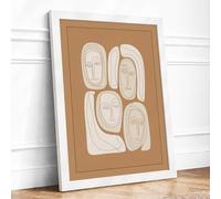 Four Abstract Faces Modern Framed Wall Art Print A4 (29.7×21cm) White, Wall Decor for Living Room, Bedroom, Office & Home, Ready to Hang, Art Gift