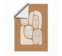 Four Abstract Faces Modern Unframed Wall Art Print A4 (29.7×21cm), Wall Decor for Living Room, Bedroom, Office & Home, Art Gift