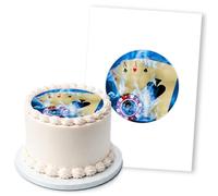 Four Aces Cards Casino Fire Game, 1 Icing Sheet 5" Round Cake Topper