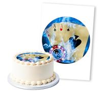 Four Aces Cards Casino Fire Game, 1 Icing Sheet 8" Round Cake Topper