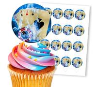 Four Aces Cards Casino Fire Game, 16 Wafer Cupcake Stand-Up Toppers