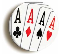 FOUR ACES PLAYING CARDS BADGE BUTTON PIN (1inch/25mm diameter) POKER TEXAS HOLD EM