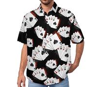 Four Aces Poker Playing Cards Hawaiian Shirt For Men Summer Beach Casual Short Sleeve Button Down Shirts with Pocket