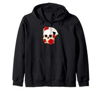 Four Aces Skull Roses Poker Gambling Card Art Zip Hoodie