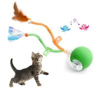 FOUR ANGELS 2025 New Generation Interactive Cat Ball Toy with Elastic Mesh Tail - Automatic Motion-Activated Chirping Kitten Toy for Indoor Cats, Relieves Boredom & Encourages Play