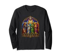 Four Archangels Catholic Gothic Cathedral Icon Art Faith Long Sleeve T-Shirt