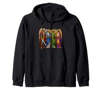 Four Archangels Medieval Gothic Cathedral Mosaic Art Icons Zip Hoodie