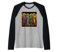 Four Archangels Stained Glass Christian Angel Halo Art Icon Raglan Baseball Tee