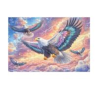 Four Bald Eagles in Colorful Storm Sky 1000 Piece Premium Jigsaw Puzzle Adult Jigsaws Brain Training Hobby Home Decor Winter Gift Unique Shaped Eco Friendly Material 1000 PCS
