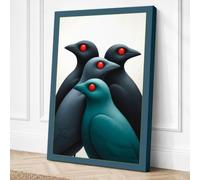 Four Birds Gathered Canvas Wall Art Print 24x16 Inch