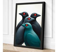 Four Birds Gathered Canvas Wall Art Print 24x16 Inch