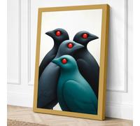 Four Birds Gathered Canvas Wall Art Print 24x16 Inch