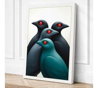 Four Birds Gathered Canvas Wall Art Print 30x20 Inch