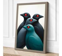 Four Birds Gathered Canvas Wall Art Print 30x20 Inch