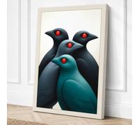 Four Birds Gathered Canvas Wall Art Print 30x20 Inch