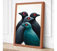 Four Birds Gathered Canvas Wall Art Print 30x20 Inch