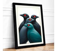 Four Birds Gathered Minimalist Framed Wall Art Print A2 (59.4×42cm) Black, Wall Decor for Living Room, Bedroom, Office & Home, Ready to Hang, Art Gift
