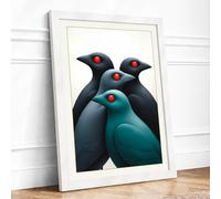 Four Birds Gathered Minimalist Framed Wall Art Print A3 (42×29.7cm) White, Wall Decor for Living Room, Bedroom, Office & Home, Ready to Hang, Art Gift