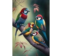 Four Birds on a Branch Puzzles - Landscape Jigsaw Puzzle for Beginners, Each Piece is Unique, Best Gifts for Family_300pcs