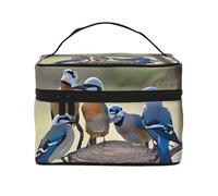 Four Birds -Print Waterproof Cosmetic Bag for Travel & Gym - Large Makeup Organizer Compartments, Premium Twill Fabric, Leak-Proof Design