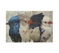 Four Birds Printed Jigsaw Puzzle 14.4x9.8 CM, Rectangular Puzzle Challenging Game for Adults Gifts, Family Fun Decorative Wall Decor