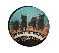 Four black cats lying on piano tire cover replacement keyboard weather resistant tire diameters 24-36 inch wheel protectors universal