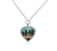 Four Black Cats Lying on The Piano Keyboard Pet Cremation Jewelry Personalized for Man, Custom Dog Urn Necklaces for Ashes, Heart-Shaped Pendant Urn Necklaces for Cat Lover Woman, with Funnel Kit