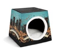 Four Black Cats Lying on The Piano Keyboard Pet Tent for Small Cats and Dogs,Cat House - Soft Comfort Washable,Dog Bed Open Design Pet Tents Indoor Outdoor Travel