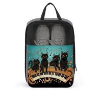 Four Black Cats Lying on The Piano Keyboard Shoe Bag Travel Shoe Organizer Water-Resistant Shoe Pouch with Zipper Sneaker Dust Bag, gray, One Size, Modern