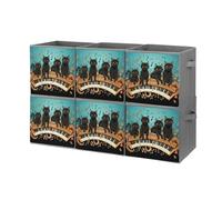 Four Black Cats Lying on The Piano Keyboard Storage Cubes Organizer for Home, Foldable Storage Bins with Handles, 10.6 Inch Storage Bags 6PCS for Clothes, Large Organizer Bins for Organizing Bed Sheet