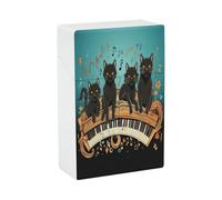 Four Black Cats on The Piano Cigarette Case Stylish Lightweight Pocket Holder Case for Smoke Waterproof Cigarette Dispenser Cigarettes Accessories for Outdoor Camping Hiking