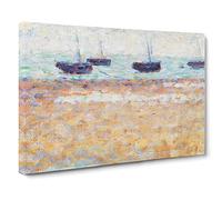 Four Boats At Grandcamp By Georges Seurat Canvas Print for Living Room Bedroom Home Office Décor, Wall Art Picture Ready to Hang, 30 x 20 Inch (76 x 50 cm)