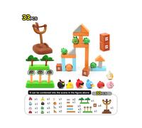 (Four Boxes Set, 8Pcs) 33Pcs Rage Birds Building Blocks Catapult Slingshot Angry Red Chuck Bomb Cute Bad Piggies Toy