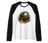 Four Bulls Moon 4 Toros Valor Weird Cursed Meme Raglan Baseball Tee