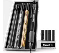 Four Candies 1.3mm Mechanical Pencil Set with Case, Metal Heavy Duty Outdoor Carpenter Pencil with 24 Refills (Red Black Yellow), Eraser, 6 Eraser Refills for Architect Drafting Sketching Woodworking