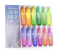 Four Candies 12 Pcs Highlighters Assorted Colors, Cute Pastel Highlighter Set, Dry Quickly, Soft Chisel Tip, Assorted Colors Bible Highlighter for No Bleed, Aesthetic Highlighters for School, Office