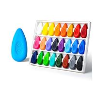 Four Candies 24 Colors Crayons, My First Crayons, Non-Toxic Washable Unbreakable Water-Drop Shape for Little Hands, Safe Coloring Art Gift