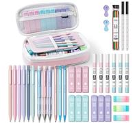 Four Candies 36PCS Aesthetic School Supplies in Pencil Case, 12PCS Mechanical Pencils 0.5,0.7,0.9 & 2.0mm with 624 Lead Refills, Mechanical Pencil set for Writing Drawing & Drafting (Pink)