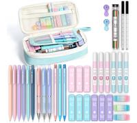 Four Candies 36PCS Aesthetic School Supplies, Mechanical Pencils 0.5mm, 0.7mm, 0.9mm & 2.0mm with 624PCS Refills, Cute Mechanical Pencils for Writing, Drawing & Drafting (Blue)