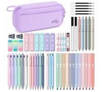 Four Candies 56 PCS School Supplies with Cute Pencil Case (Light Purple)