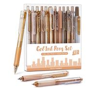 Four Candies Brown Gel Pens, Black Ink, Moor - 12ct Stationery Set